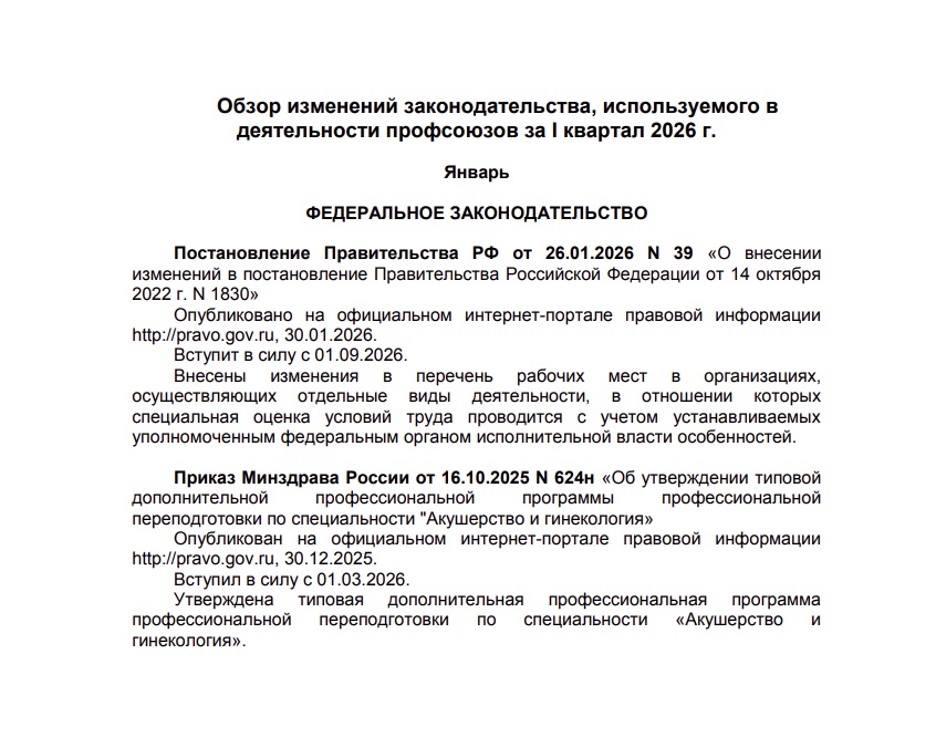 О важных для профсоюзов изменениях в законодательстве сообщают юристы ЛФП